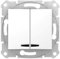 Выключатель 2-клавишный с подсветкой 10A Schneider Electric Sedna Белый