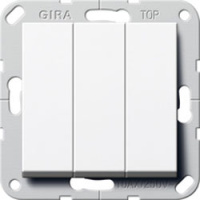 Выключатель 3-клавишный винтовой зажим Gira System-55 Белый глянец