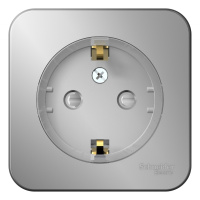 Розетка с заземлением со шторками накладного монтажа с изолирующей пластиной 16A 250В Systeme Electric Blanca Алюминий