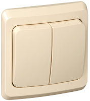 Выключатель 2-клавишный скрытой установки 10A (схема 5) с подсветкой IP20 SE Этюд Кремовый