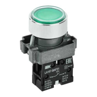 Кнопка LA167-BAF31 d=22мм 1з зеленая IEK