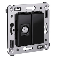 Розетка TV оконечная в стену, "Avanti", "Черный квадрат" DKC Розетка TV оконечная в стену, "Avanti", "Черный квадрат" DKC