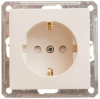 Розетка с заземлением с защитными шторками Wessen 59 Слоновая кость