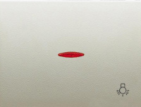 Клавиша 1-ая с символом "Свет" и линзой подсветки ABB NIE Olas Белый жасмин