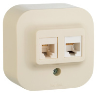 Розетка RJ11 + RJ45 кат.5е UTP IP20 Legrand Quteo Слоновая кость