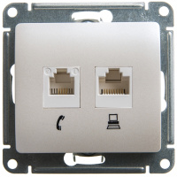 Розетка двойная RJ11+RJ45 кат.5E Systeme Electric Glossa Перламутр