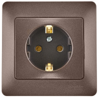 Розетка с заземлением 16A в сборе Systeme Electric Glossa Шоколад