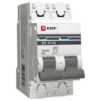 Автоматический выключатель 2P 50A C 6kA EKF PROxima ВА 47-63