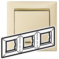 Рамка 3-постовая горизонтальная Legrand Valena Слоновая кость/Золотой Штрих