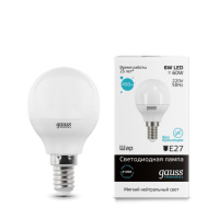 Лампа светодиодная E14 180-240В 6Вт 4100К Gauss Elementary  Лампа светодиодная E14 180-240В 6Вт 4100К Gauss Elementary
