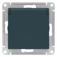 Розетка с заземлением со шторками с крышкой 16A IP20 механизм Schneider Electric AtlasDesign Изумруд