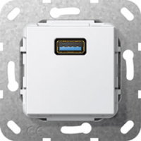 Разъем USB 3.0 тип A, инвертирующий адаптер Gira System-55 Белый глянец