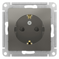 Розетка с заземлением со шторками 16A механизм Schneider Electric AtlasDesign Сталь