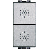 Вставка выключателя жалюзийного кнопочного, 10A, 1P-NО + 1P-NО Bticino Living Light Алюминий