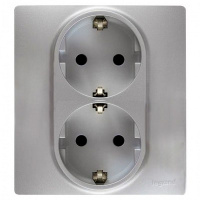 Розетка 2 x 2К+З немецкий стандарт винтовые зажимы 16 A 250 В~ Legrand Etika Алюминий