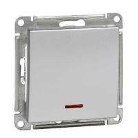 W59 1-клавишный Выключатель с подсв. 10АХ, механизм, матовый хром Schneider Electric