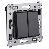 Переключатель двухклавишный в стену, "Avanti", "Черный квадрат" DKC