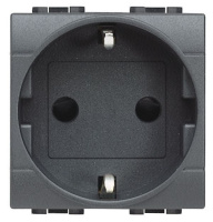 Розетка с заземлением с крышкой и суппортом Bticino Living Light Антрацит