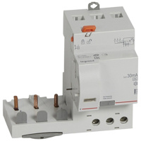 Дифференциальный блок DX3 - тип A - 30 мА - 3П - 400 В~ - 63 А - 3 модуля Legrand
