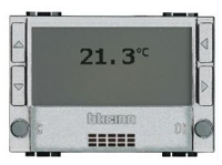 Термостат электронный недельный батарея 2х1,5V 3 мод Bticino Living Light Алюминий