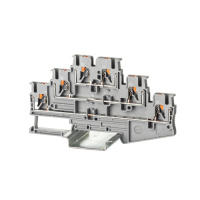 Клемма трехуровневая, зажим push-in, 6 точек подключения, 2.5 кв.мм, серая DKC