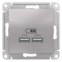 Розетка USB 5В 1 порт x 2,1A 2 порта х 1,05A механизм Schneider Electric AtlasDesign Алюминий