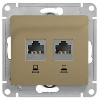 Розетка двойная компьютерная RJ45+RJ45 кат.5E механизм Systeme Electric Glossa Титан