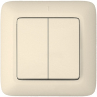 Выключатель 2-клавишный 10A скрытой установки в сборе (опт) Wessen Прима Слоновая кость