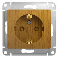 Розетка с заземлением с защитными шторками Systeme Electric Glossa Дуб