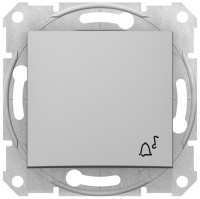 Выключатель 1-клавишный кнопочный с символом "Звонок" 10A Schneider Electric Sedna Алюминий