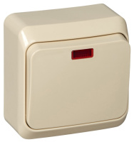 Выключатель кнопочный накладного монтажа 10A (схема 1) с подсветкой IP20 Lexel Этюд Кремовый