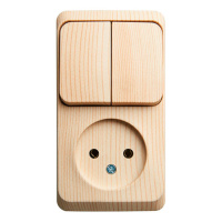 Этюд о/у блок: Розетка без заземления + Выключатель 2-клавиш., сосна,  SE