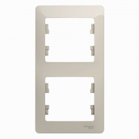 Рамка 2-постовая вертикальная Systeme Electric Glossa Молочный