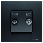 Розетка TV-FM-SAT оконечная 2 мод ABB NIE Zenit Антрацит N2251.7 AN