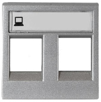 Накладка розетки телефонной/информационной 2-ой 2мод ABB NIE Zenit Серебряный N2218.2 PL