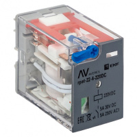 Реле промежуточное с кнопкой и мех. индикацией RPAt 22/4 5A 220В DC EKF AVERES