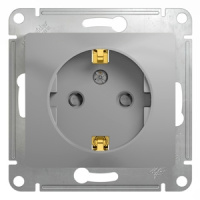 Розетка с заземлением с защитными шторками Systeme Electric Glossa Алюминий