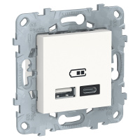 Розетка USB 2-местная, тип А+С, 5 В / 2400 мА Schneider Electric Unica New Белый