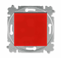 Выключатель одноклавишный двухполюсный красный / дымчатый чёрный ABB Levit