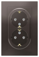 Розетка двойная с заземлением со шторками 16A в сборе Schneider Electric AtlasDesign Мокко