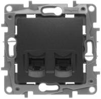 Двойная розетка RJ 45 категория 5е UTP IEK Etika Антрацит