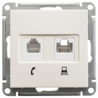 Розетка телефонная RJ11 + компьютерная RJ45 кат.5е Wessen 59 Слоновая кость