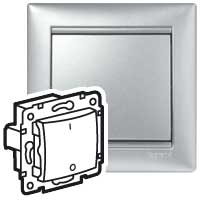 Выключатель 1-клавишный 2-полюсный 10A Legrand Valena Алюминий