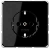 Розетка с/з ударопрочная с защитными шторками безвинт.зажим JUNG CD 500/CD plus Черный
