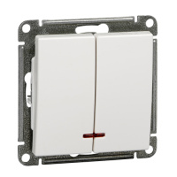 W59 2-клавишный Выключатель с подсв. 10АХ, механизм, белый Schneider Electric