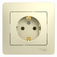 Розетка с заземлением в сборе с рамкой Systeme Electric Glossa Бежевый
