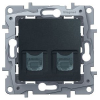 Розетка телефонная RJ11 + RJ45 категория 5e UTP IEK Etika Антрацит
