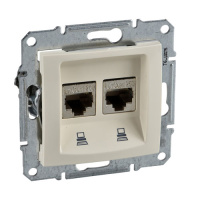 Розетка компьютерная 2-ая RJ45 кат.5e UTP неэкранированная Schneider Electric Sedna Бежевый