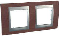 Рамка 2-постовая Schneider Electric Unica Top Табачное дерево/Алюминий