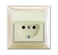 Розетка с заземлением с крышкой, в сборе, IP44 ABB Basic55 Слоновая кость